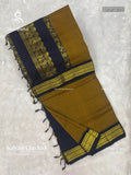 Kalyani Checked Checks Peacock Toffee Brown Navy Blue