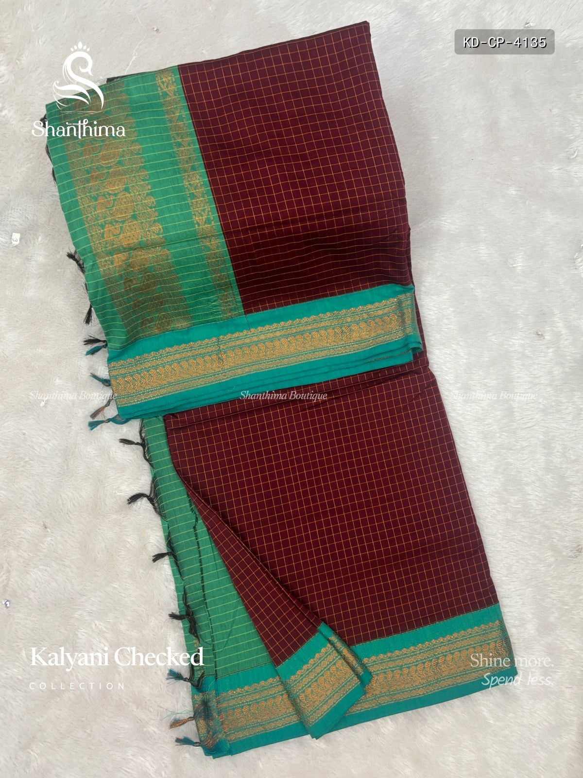 Kalyani Checked Checks Peacock Maroon Peacock Green