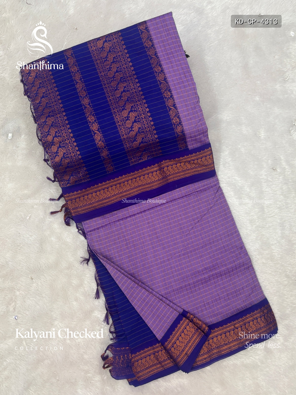 Kalyani Checked Checks Peacock Light Violet Violet