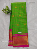 Kalyani Checked Checks Plain Border Parrot Green Pink