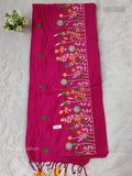 Khadi Cotton Plain Plain Border Pink Pink