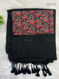 Khadi Cotton Plain Plain Border Black Red