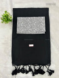 Khadi Cotton Plain Plain Border Black White