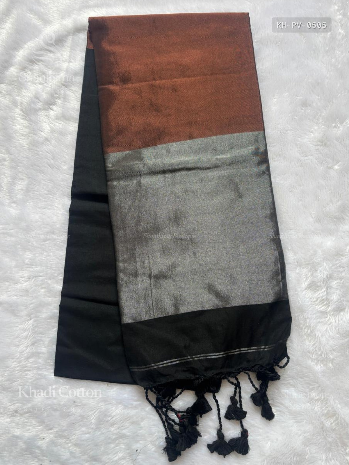Khadi Cotton Plain Plain Border Black Black