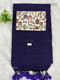 Khadi Cotton Plain Plain Border Navy Blue Navy Blue