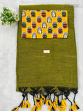 Khadi Cotton Plain Plain Border Elachi Green Elachi Green