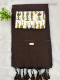 Khadi Cotton Plain Plain Border Dark Brown Dark Brown