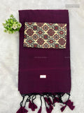 Khadi Cotton Plain Plain Border Magenta Sandal