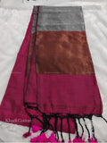 Khadi Cotton Plain Plain Border Magenta Magenta