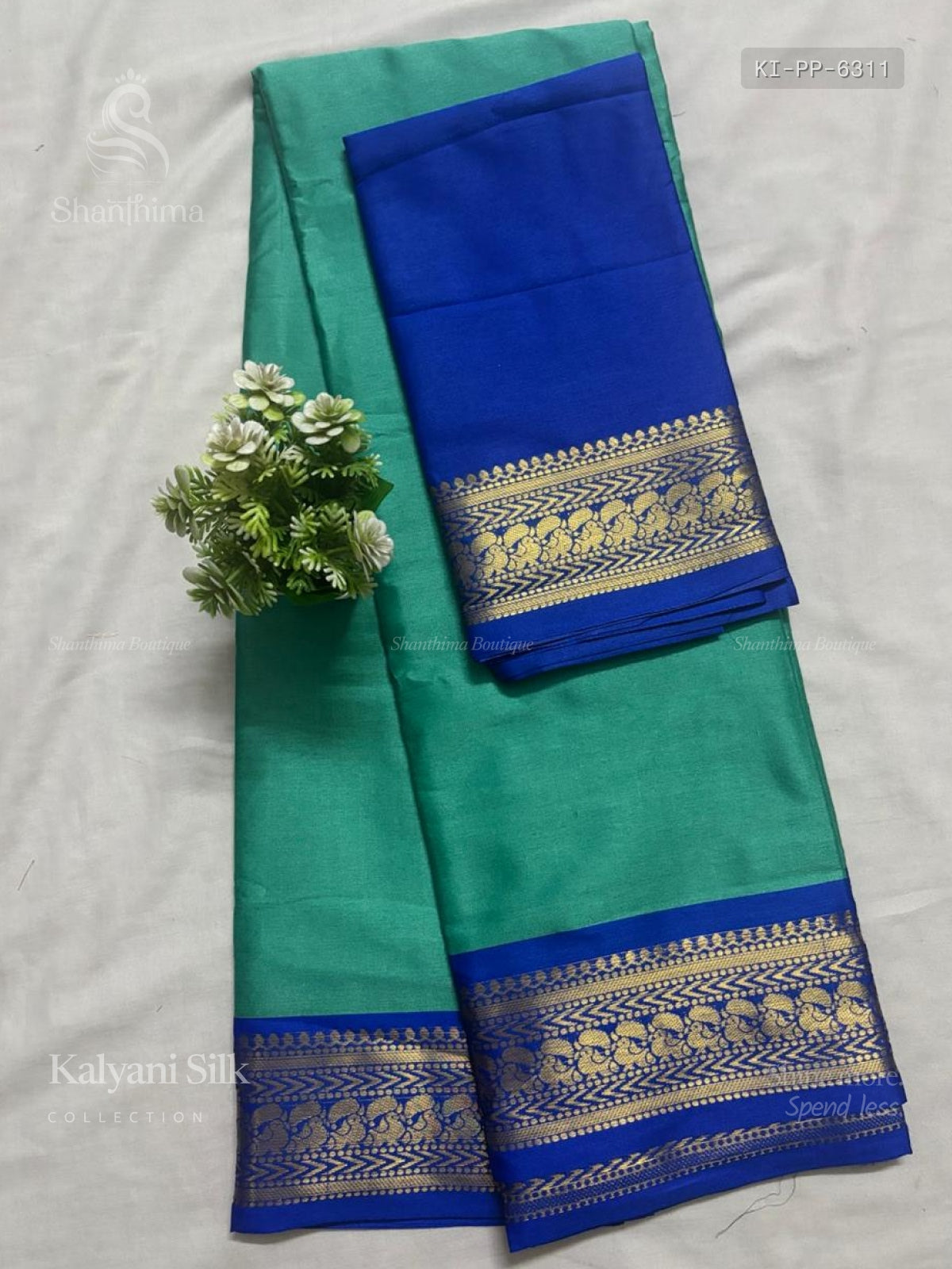 Kalyani Silk Plain Peacock Sea Green Blue