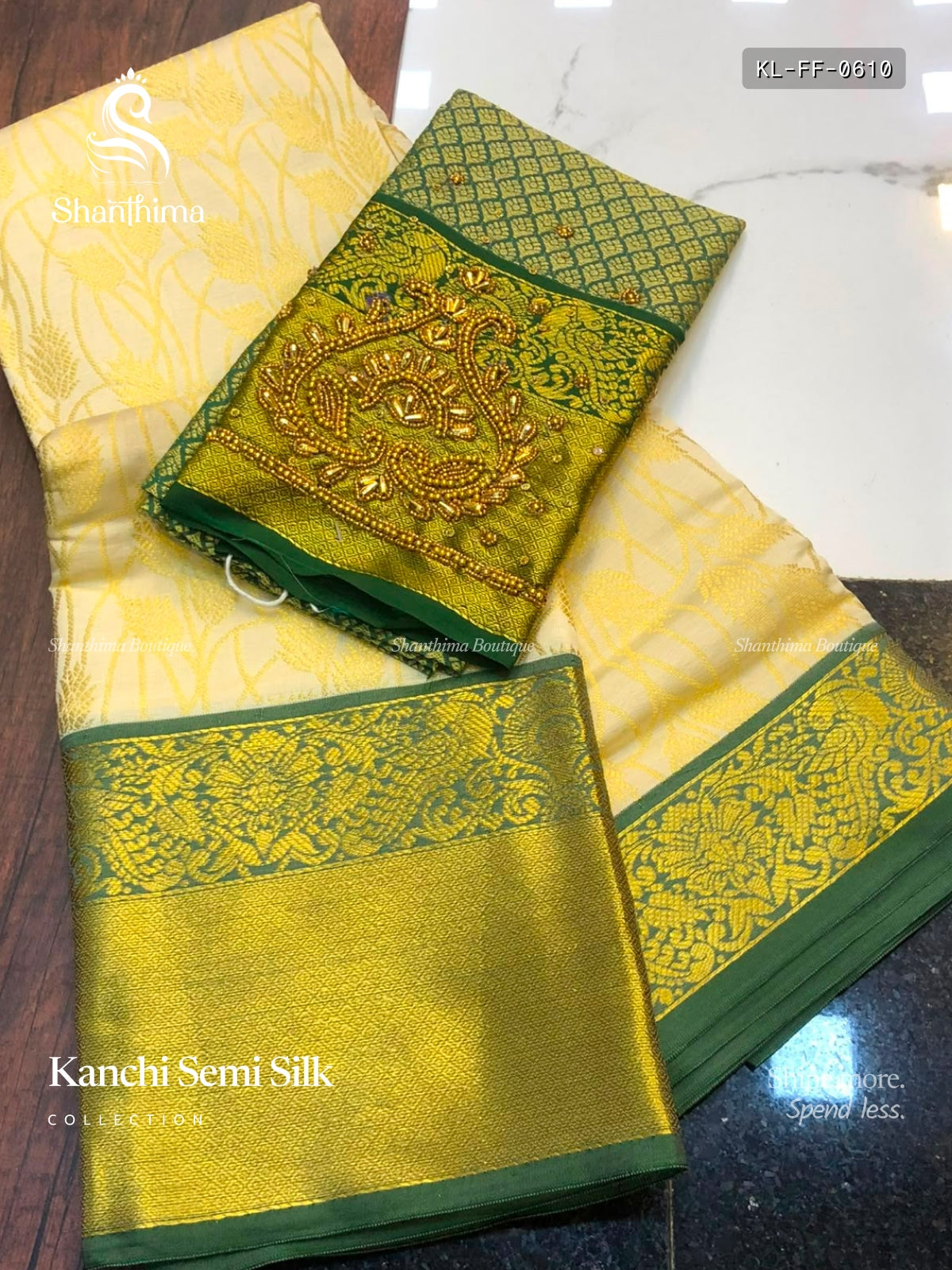Kanchi Semi Silk Flowers Flower  Sandal Green