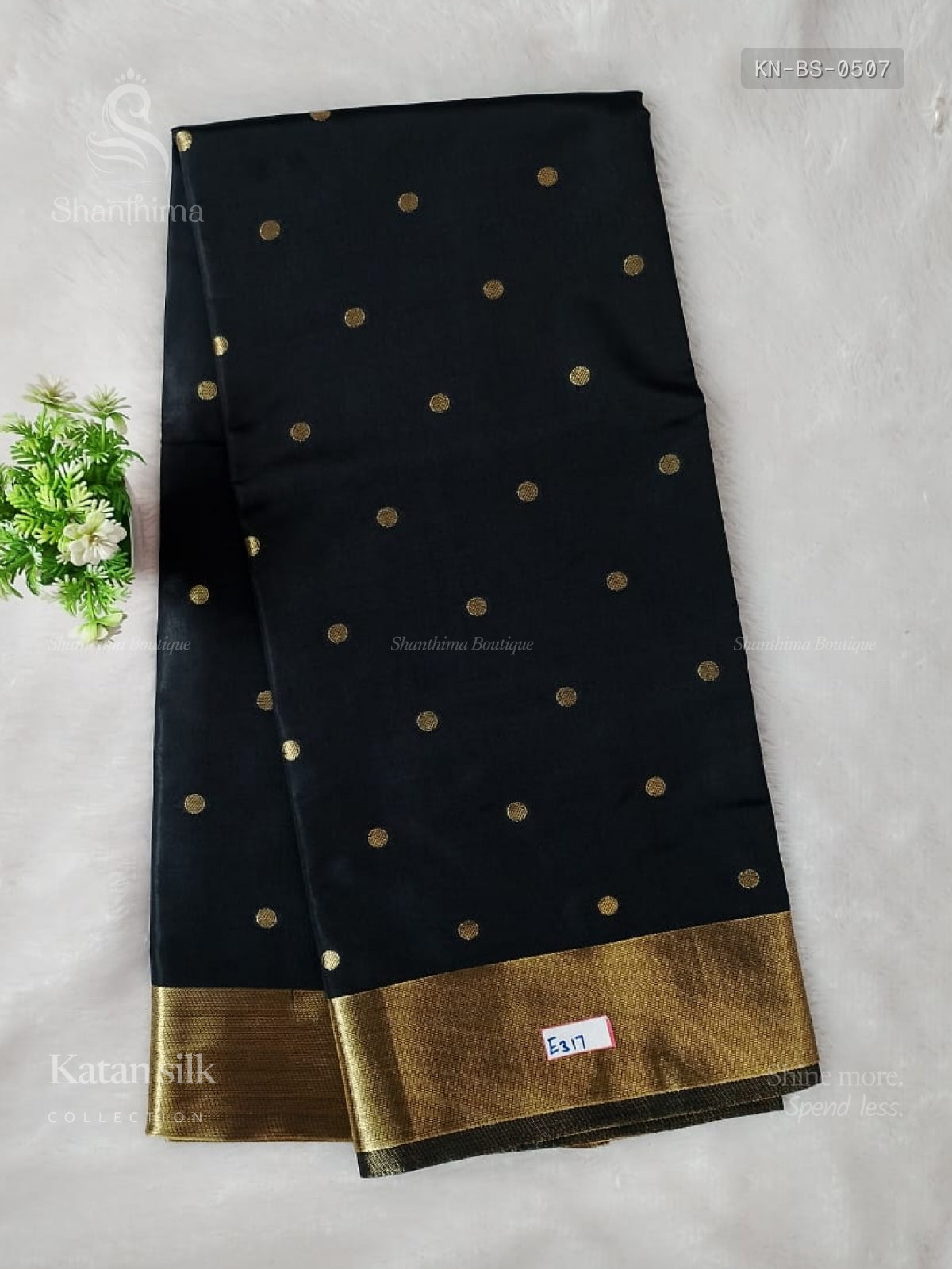 Katan Silk Buttas Stripes Black Gold