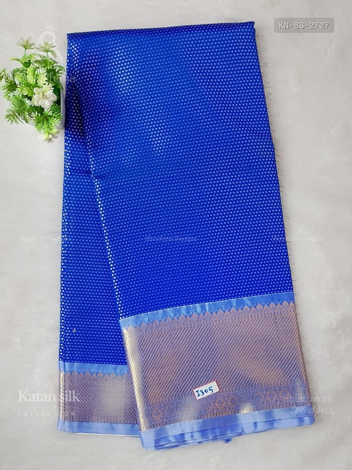 Katan Silk Buttas Stripes Ink Blue Gold