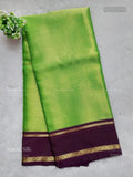 Katan Silk Plain Plain Border Parrot Green Wine