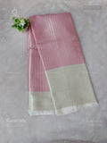 Katan Silk Vertical Stripes Mango Flower Baby Pink Silver