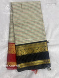 Semi Katan Silk Checks Chakra Light Gray Black