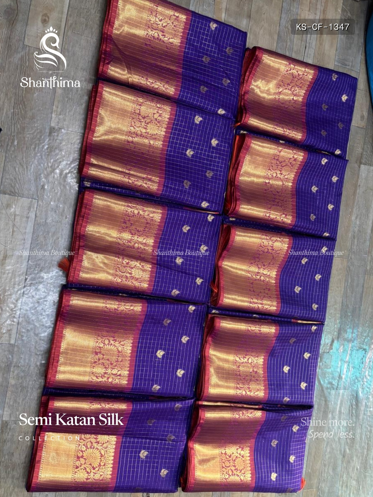 Semi Katan Silk Checks Flower  Violet Magenta