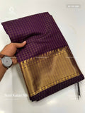 Semi Katan Silk Checks Mango Coffee Brown Gold