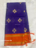 Semi Katan Silk Checks Stripes Ink Blue Orange