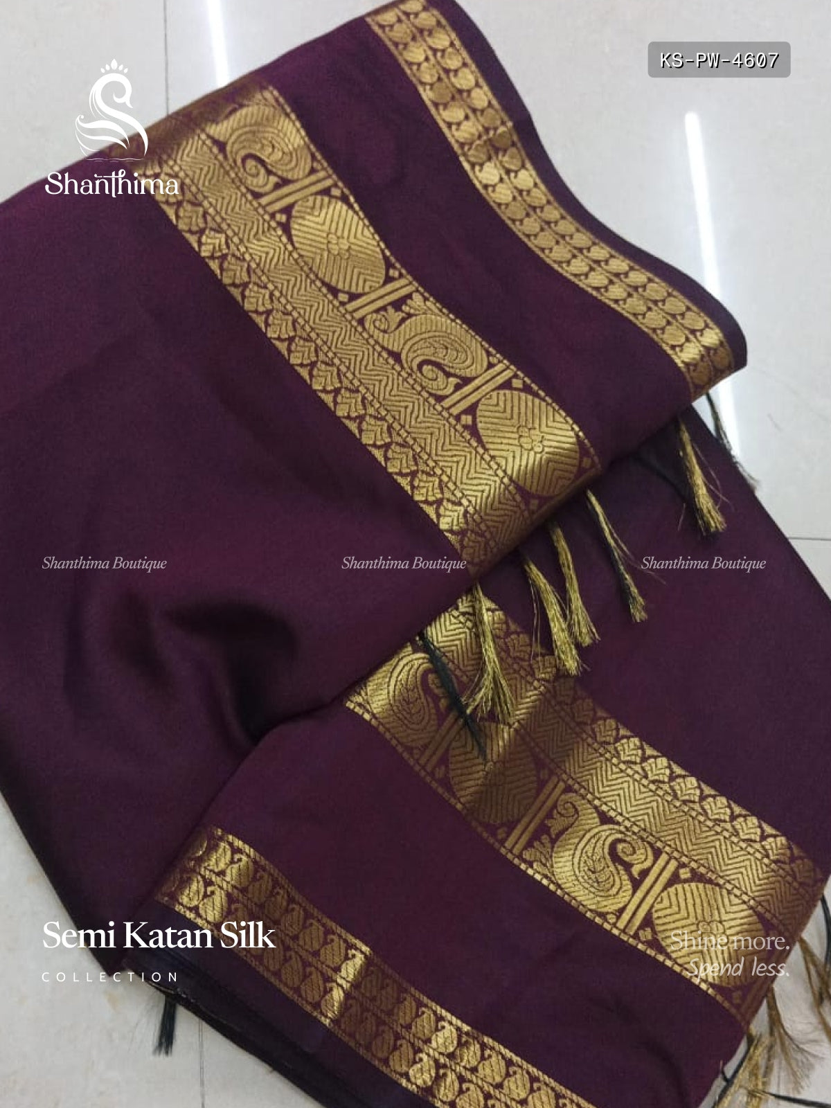Semi Katan Silk Plain Mango Peacock Chakra Wine Gold