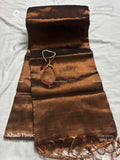 Khadi Tissue Plain Plain Border Copper Color Copper Color