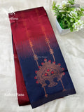 Kubera Pattu Leaf Mango Flower Motif Maroon Navy Blue