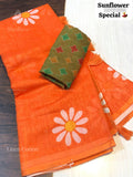 Linen Cotton Flowers Flower Orange Orange