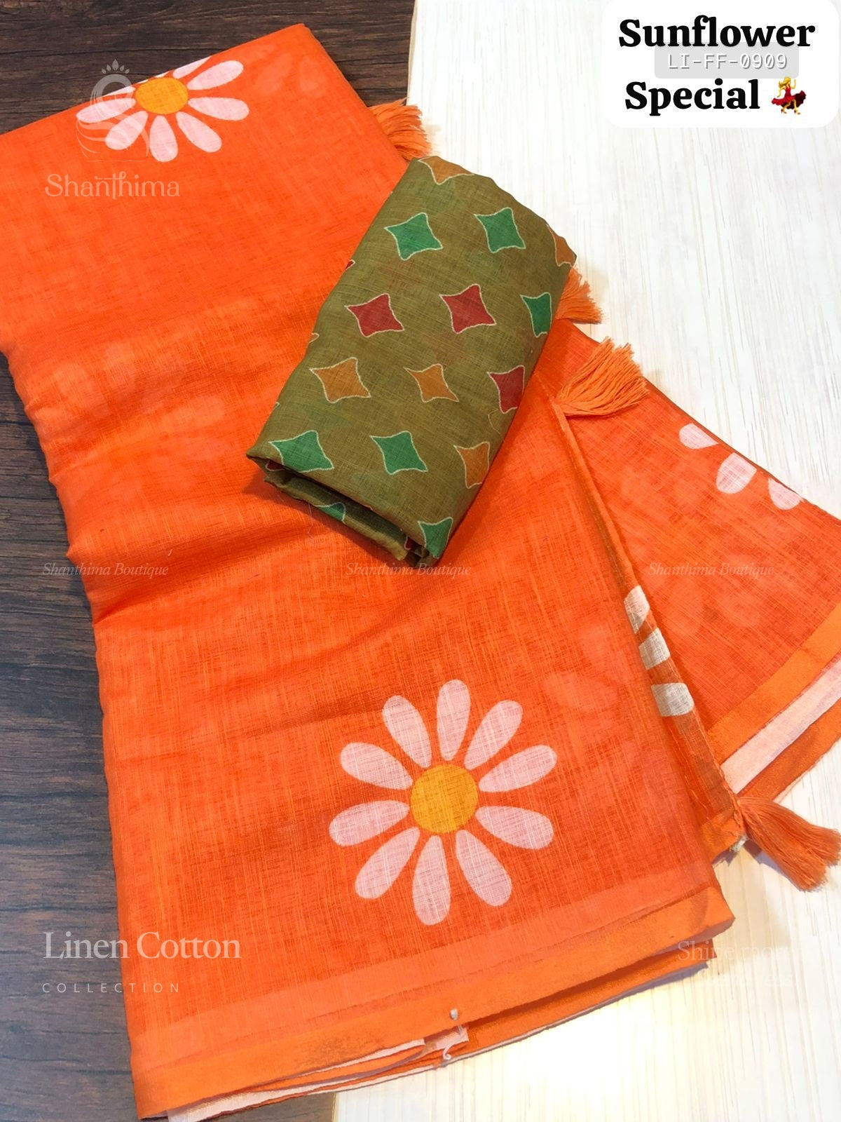 Linen Cotton Flowers Flower Orange Orange