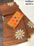 Linen Cotton Flowers Flower Brown Brown