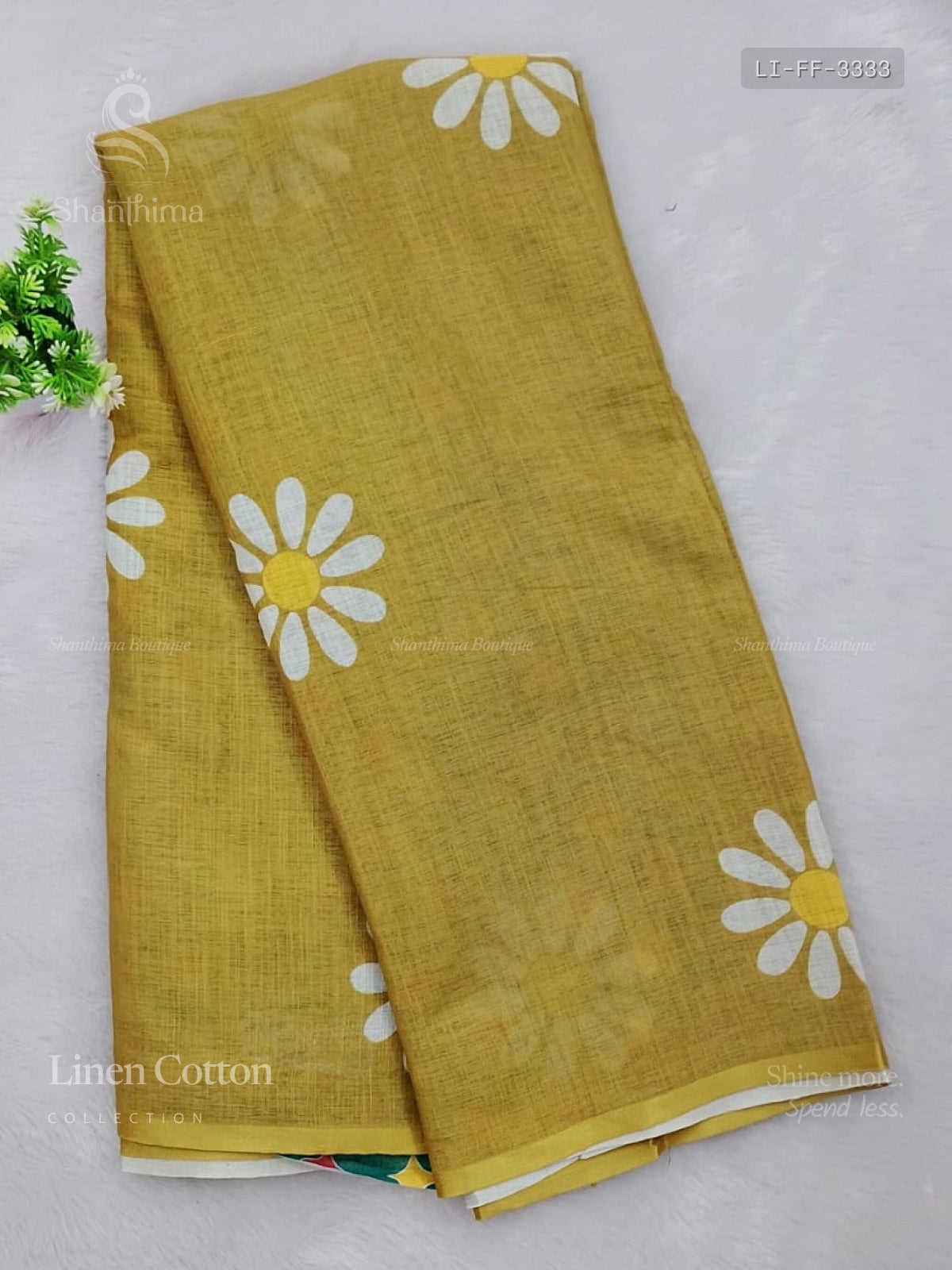 Linen Cotton Flowers Flower Elachi Green Elachi Green