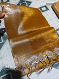 Linen Tissue Plain Plain Border Gold Dual Shade Gold