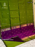 Maheswari Cotton Buttas Flower Mehendi Green Gold