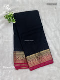 Mysore Silk Plain Flower Black Pink