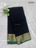 Mysore Silk Plain Flower Black Dark Green