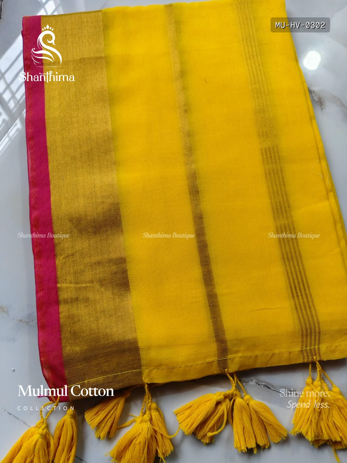 Mulmul Cotton Horizontal Stripes Plain Border Yellow Pink