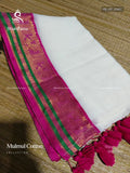 Mulmul Cotton Plain Peacock White Pink