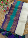 Mulmul Cotton Plain Peacock White Violet