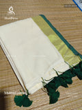 Mulmul Cotton Plain Plain Border Sandal Green