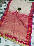 Mulmul Cotton Vertical Stripes Peacock Chakra White Dual Shade Pink
