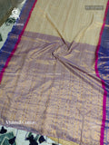 Mulmul Cotton Vertical Stripes Mango Flower Motif White Lavender