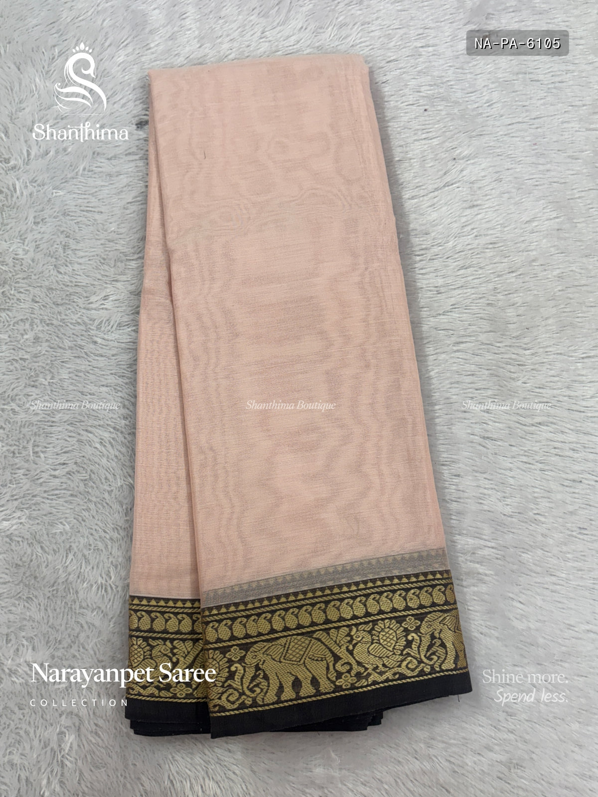 Narayanpet  Plain Peacock Elephant Cream Black
