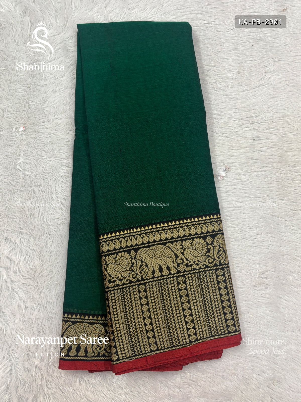 Narayanpet  Plain Peacock Big Border Dark Green Red