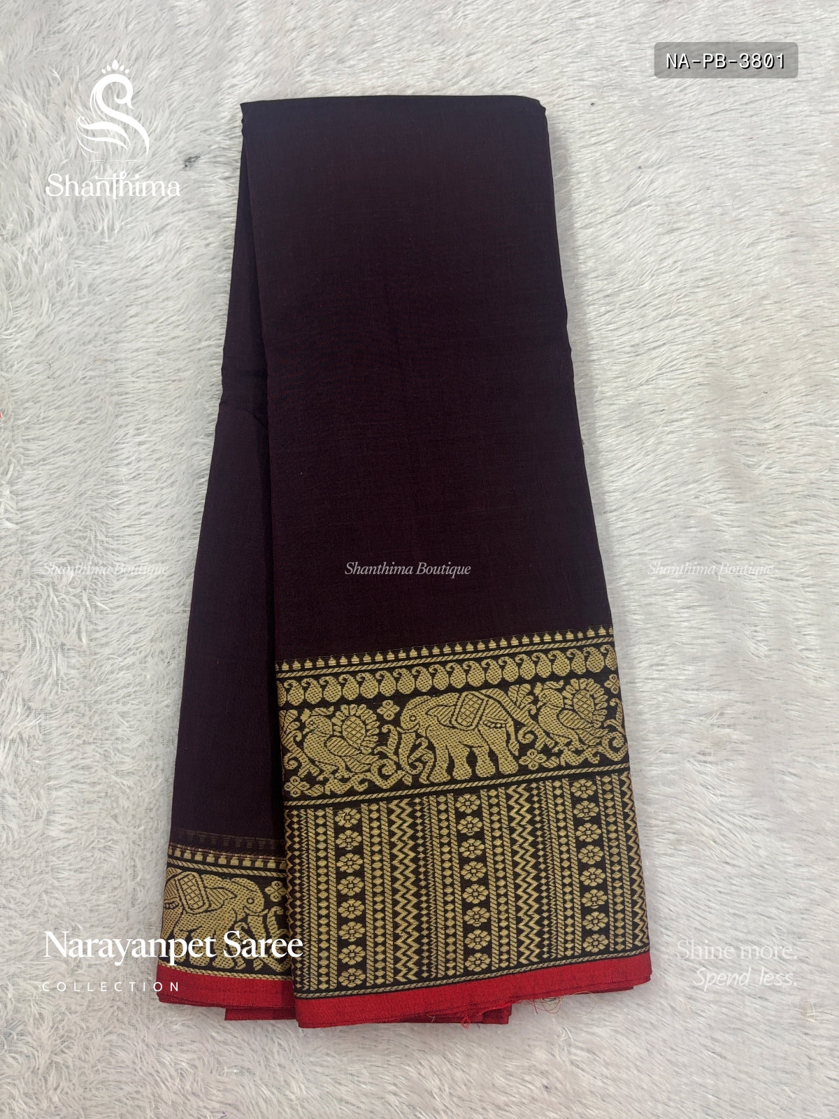Narayanpet  Plain Peacock Big Border Coffee Brown Red