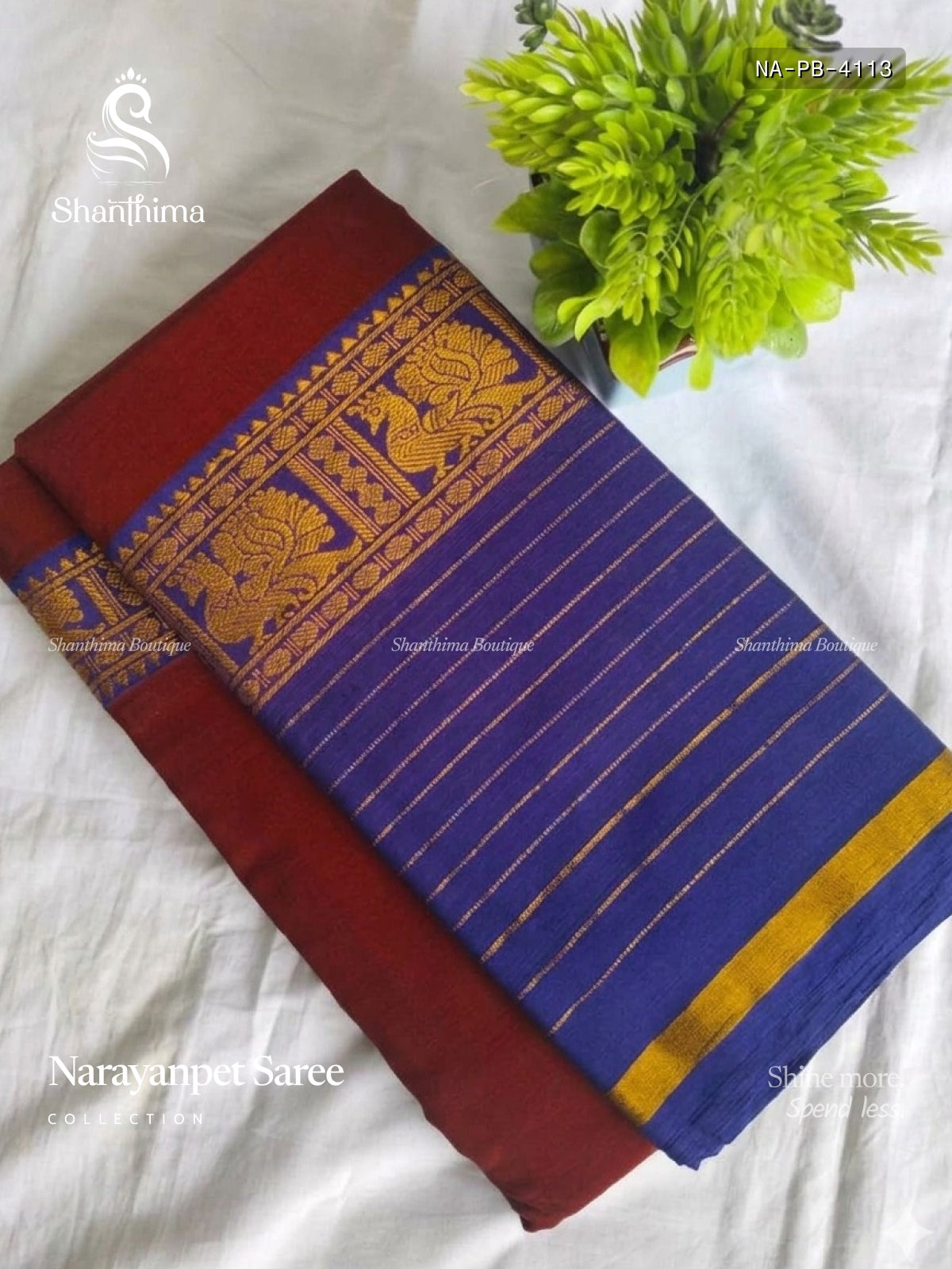Narayanpet  Plain Peacock Big Border Maroon Violet