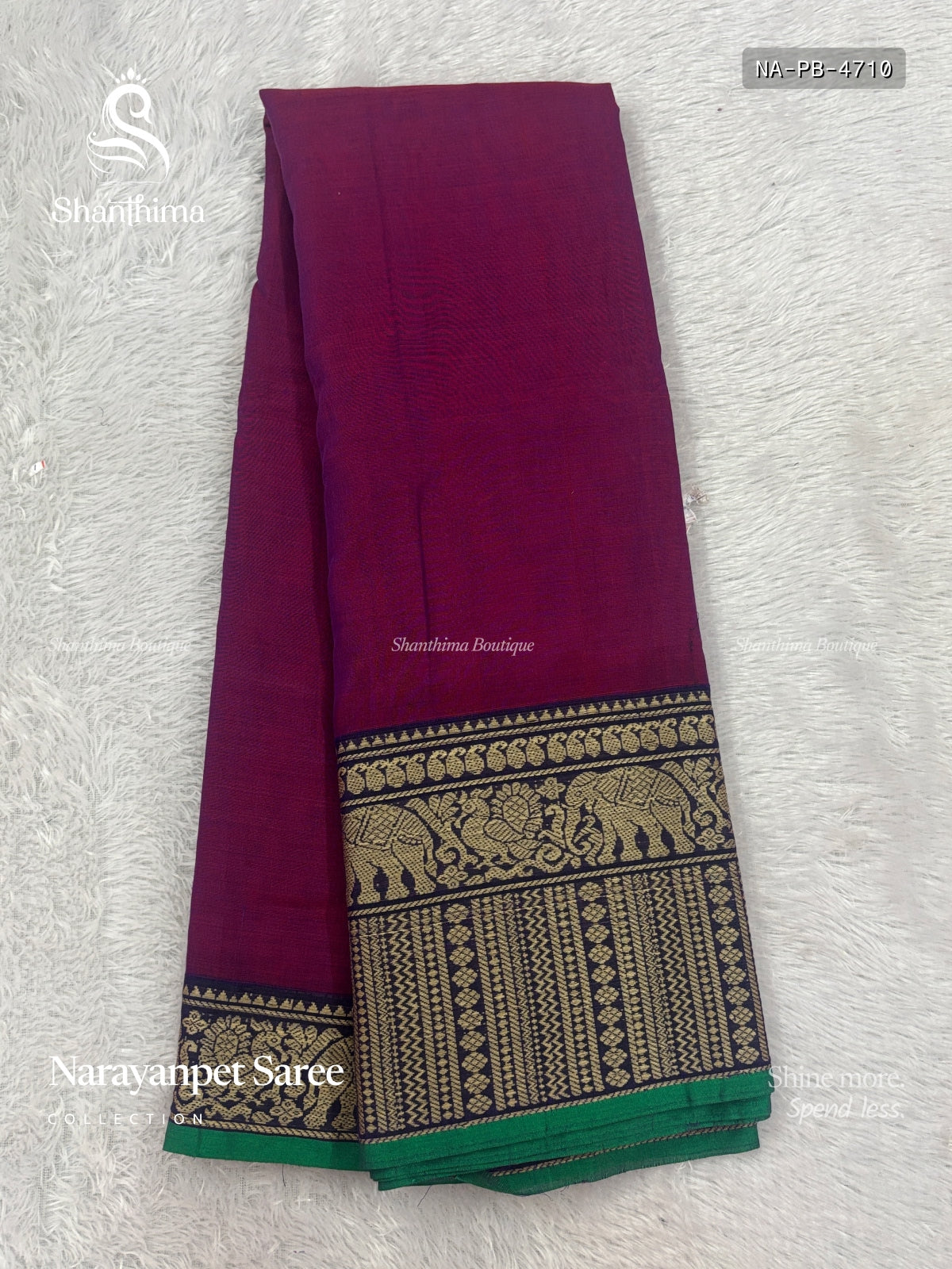 Narayanpet  Plain Peacock Big Border Magenta Green