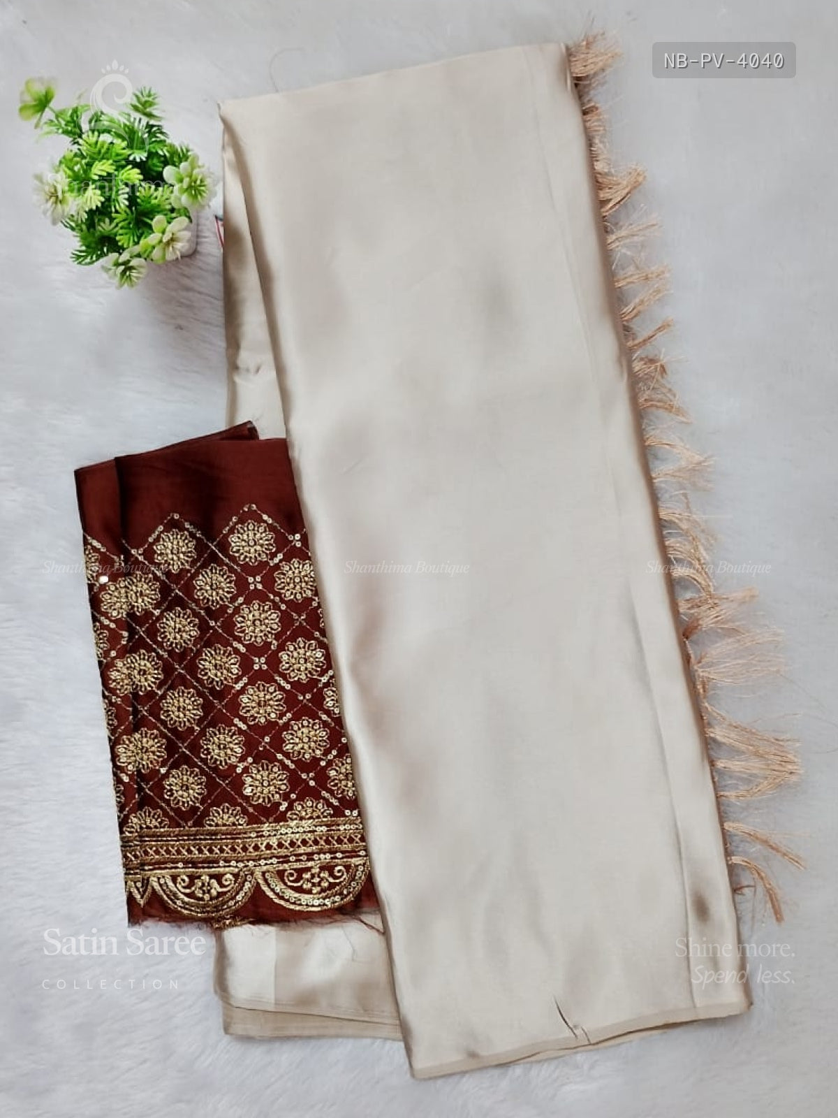Satin Saree Plain Plain Border Light Brown Light Brown