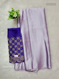 Satin Saree Plain Plain Border Lavender Lavender