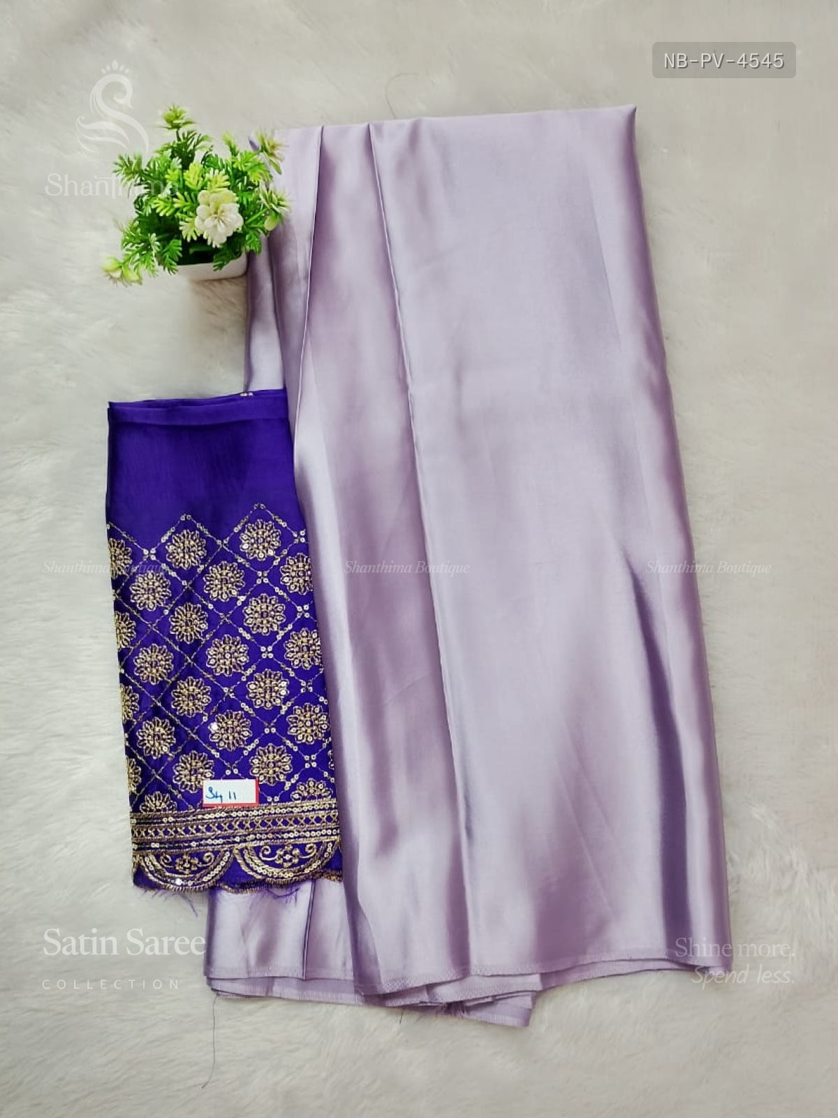 Satin Saree Plain Plain Border Lavender Lavender