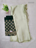 Satin Saree Plain Plain Border Pista Green Pista Green