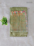Net Saree Stones Stripes Elachi Green Elachi Green